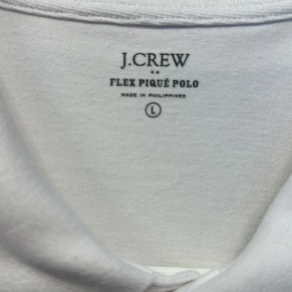 J Crew Large White Collared Pullover Pique Polo Casual Size Large EUC #0481-LA